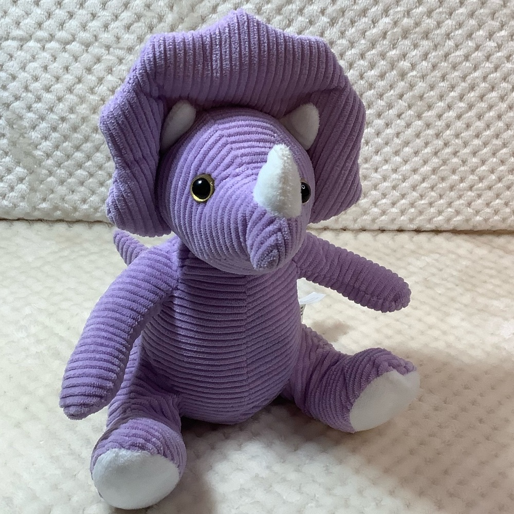 Naturally Kids Purple Plush Corduroy Dinosaur Ribbed Stuffed Animal Toy